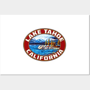 Lake Tahoe California Sand Harbor Nevada Boating Skiing Posters and Art